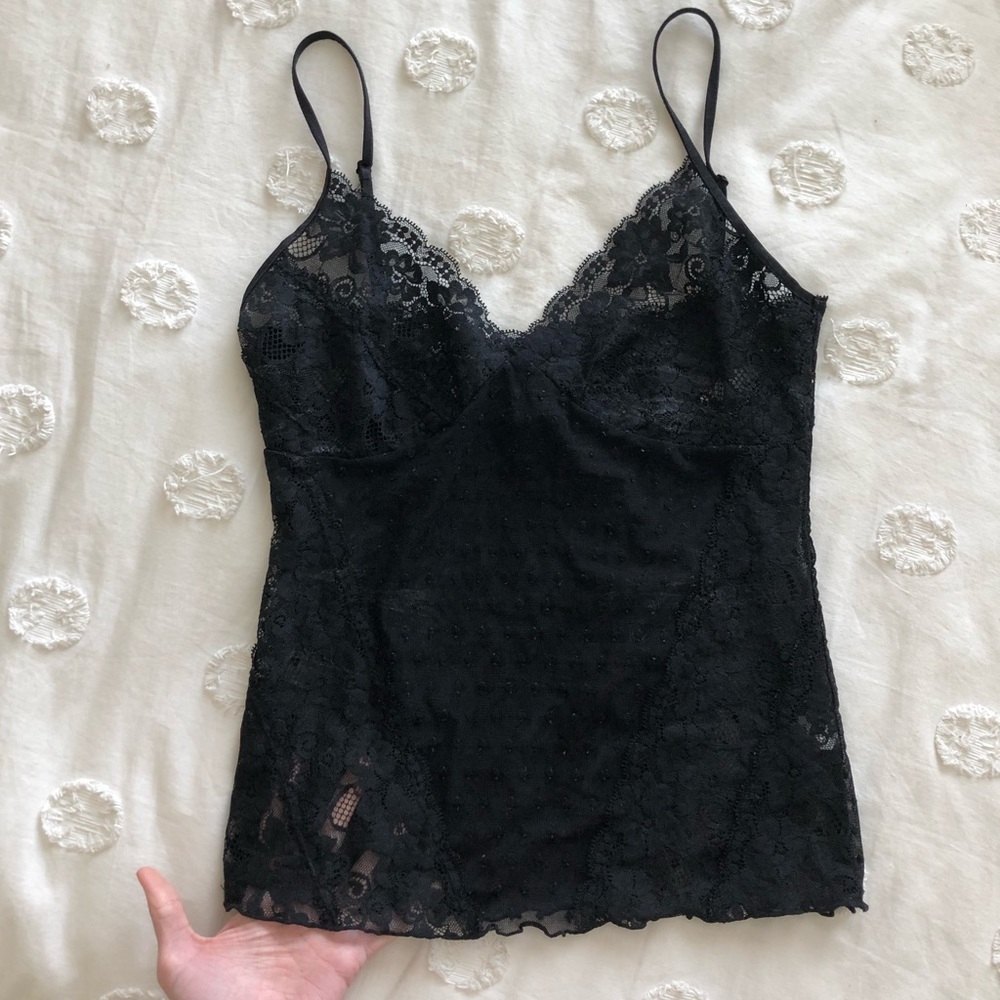 The Limited Stretch Sexy Black Lace Sheer Cami